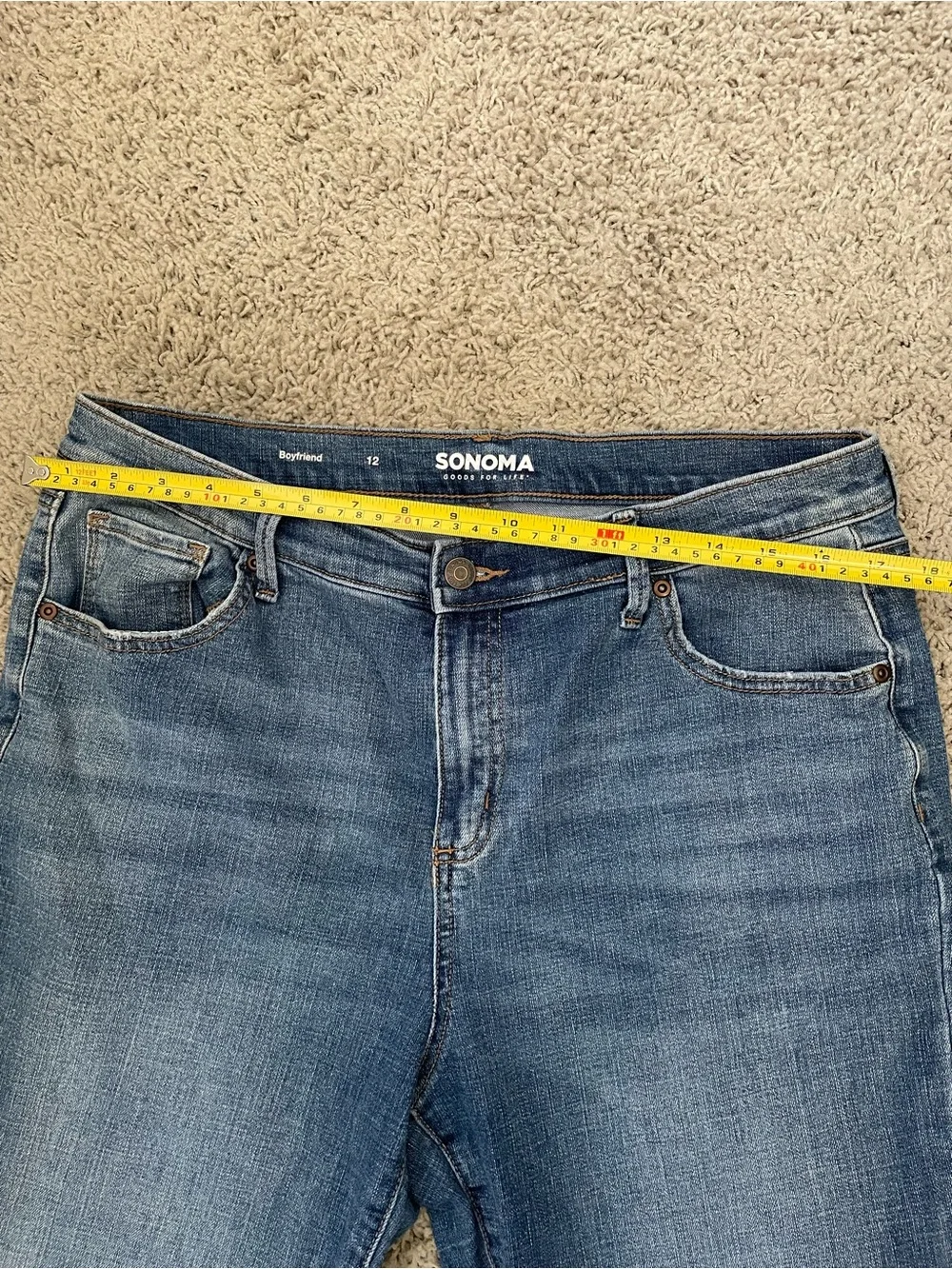 Sonoma Medium Blue Cropped Boyfriend Jeans with Raw Hem - Picture 10 of 10